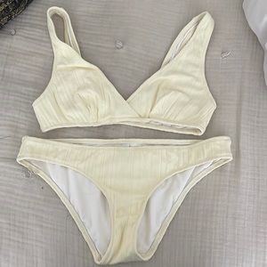 SOLID & STRIPED Pale Yellow Bikini Top & Bottom